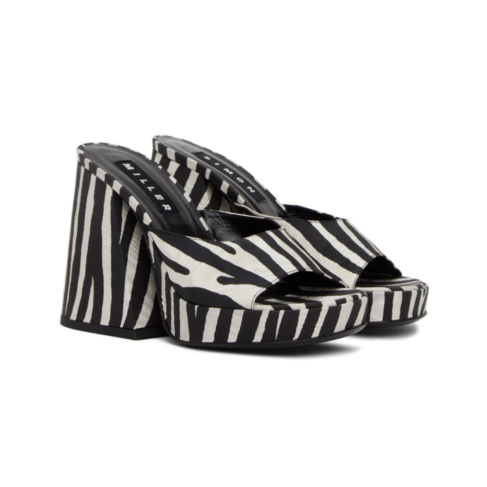 ποΈποΈ HOST PICK π SIMON MILLER Black & White Slice Heeled Sandals, U.S size : 7 - Picture 7 of 14